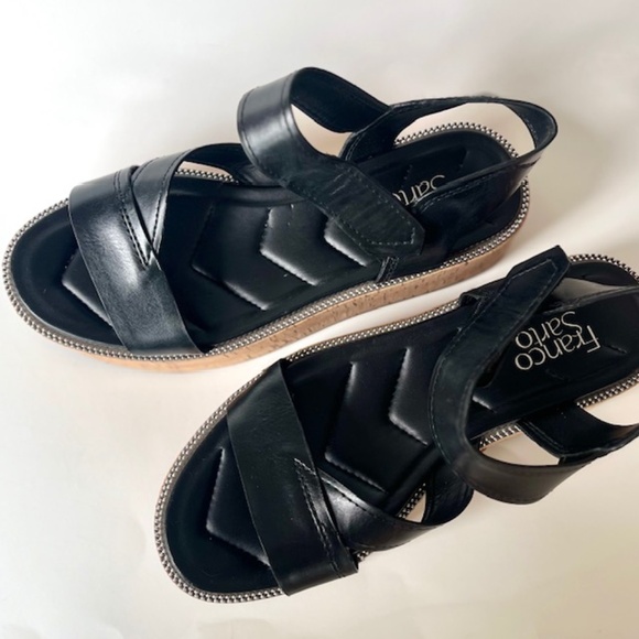 Franco Sarto Ozio Black with Cork Platform Sandals - Picture 5 of 7